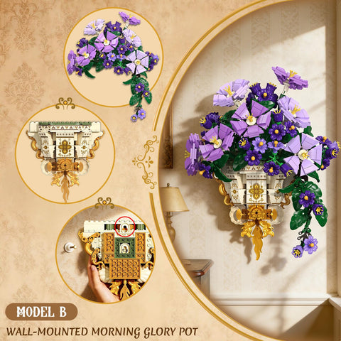 CUBIMANA 2in1 Morning Glory Bonsai Building Kit | Valentine Gift for Adults