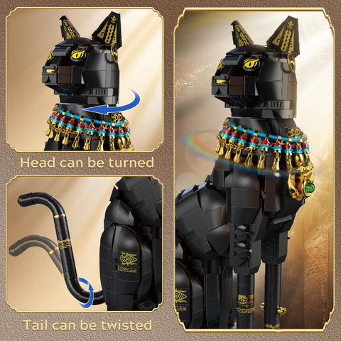 CUBIMANA Egyptian Pharaoh Cat Building Set | 1274PCS Building Kit for Ages 10+