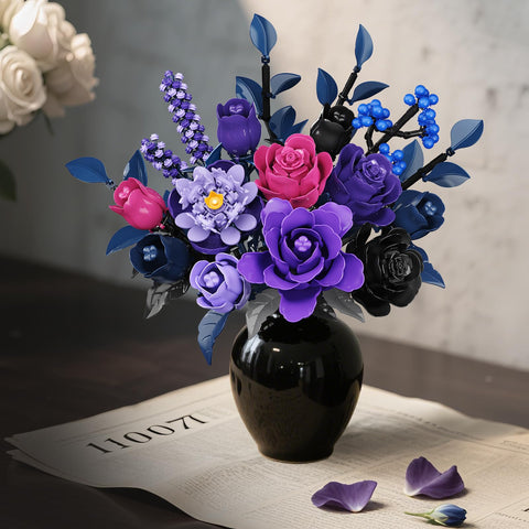 HiWEEGO Purple Flower Bouquet Building Set with LED Lights