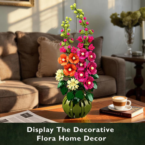Botanicals Alcea Rosea Flower Building Set - Artificial Flowers