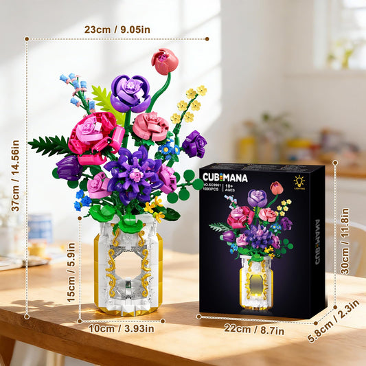 Botanical Flower Bouquet Building Set with LED Light