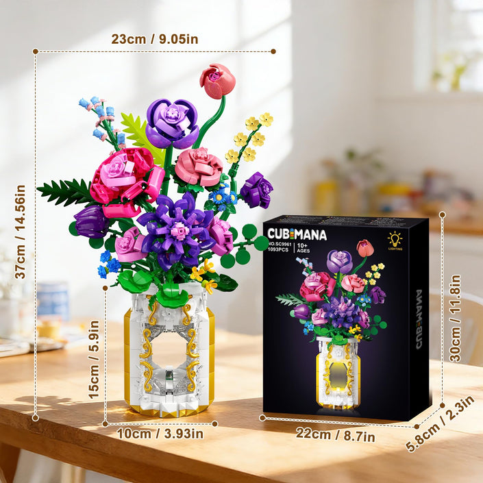 Botanical Flower Bouquet Building Set with LED Light