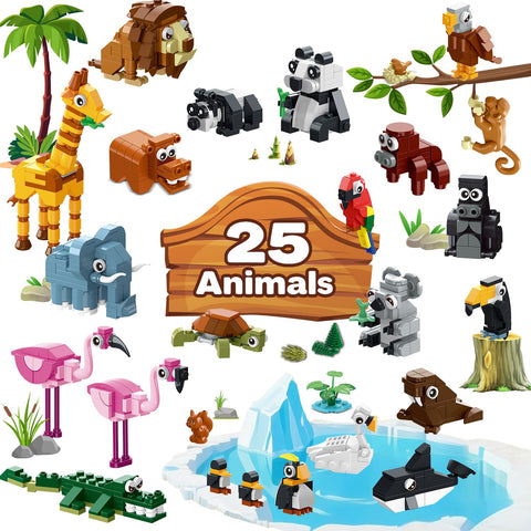 Zoo Building Set with 25 Animals & Play Mat 1460PCS