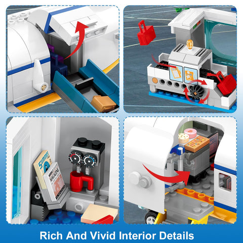 Large City Passenger Airplane Building Toys with LED Light