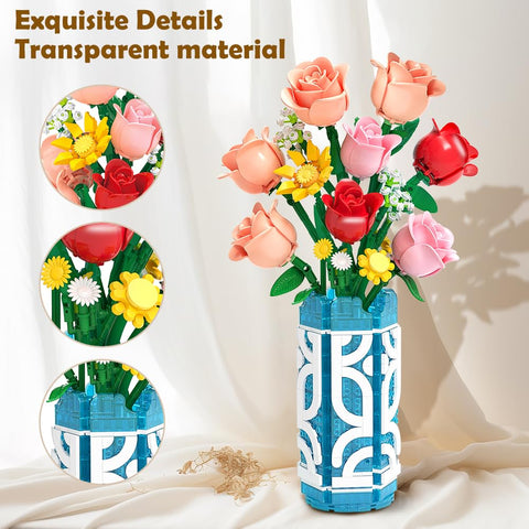 CUBIMANA Flowers Bouquet Building Set with LED | Mother’s Day Gift
