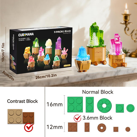 CUBIMANA Mineral Collection Building Blocks | LED Home Decor Gift
