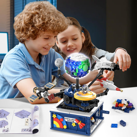 CUBIMANA Rotatable Planet Space Building Set with Light | 554PCS for Ages 8+