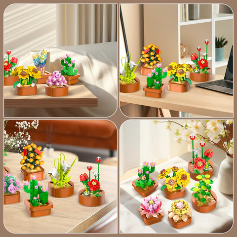 CUBIMANA 12 Pack Succulents Building Set | Easter Gift for Home Decor