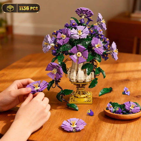 CUBIMANA 2in1 Morning Glory Bonsai Building Kit | Valentine Gift for Adults