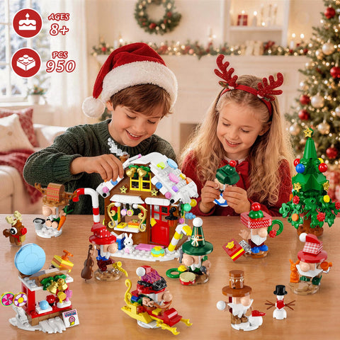 PLAXSOON 2026 Christmas Gnome Village Advent Calendar Building Set – 24-Day Countdown, 950 Pieces, Ages 8+