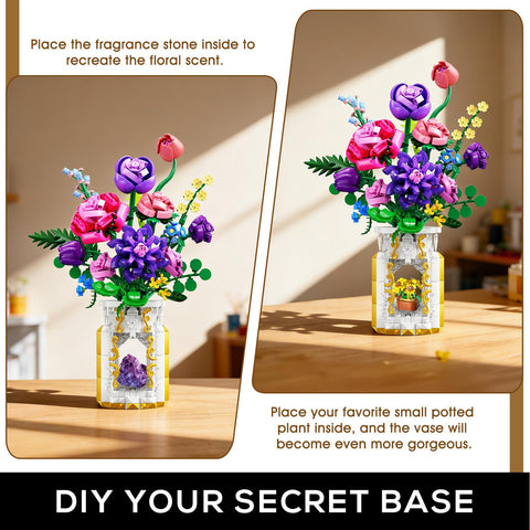 Botanical Flower Bouquet Building Set with LED Light