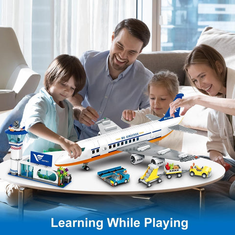 Large City Passenger Airplane Building Toys with LED Light