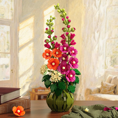 Botanicals Alcea Rosea Flower Building Set - Artificial Flowers