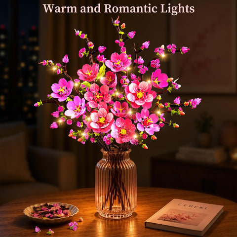 CUBIMANA Flowers Bouquet Cherry Blossom Building Set with LED Lights