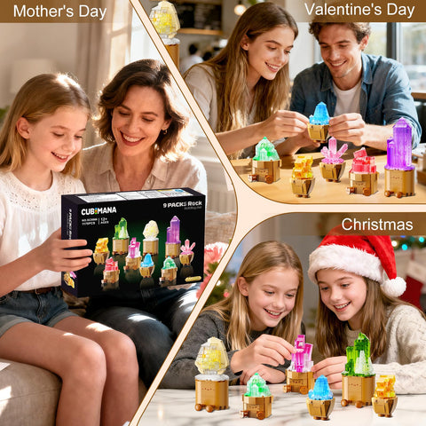 CUBIMANA Mineral Collection Building Blocks | LED Home Decor Gift