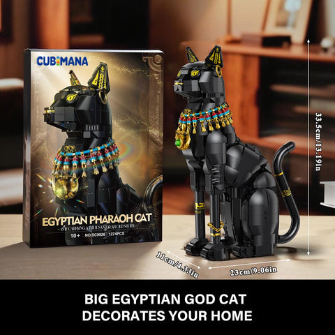 CUBIMANA Egyptian Pharaoh Cat Building Set | 1274PCS Building Kit for Ages 10+