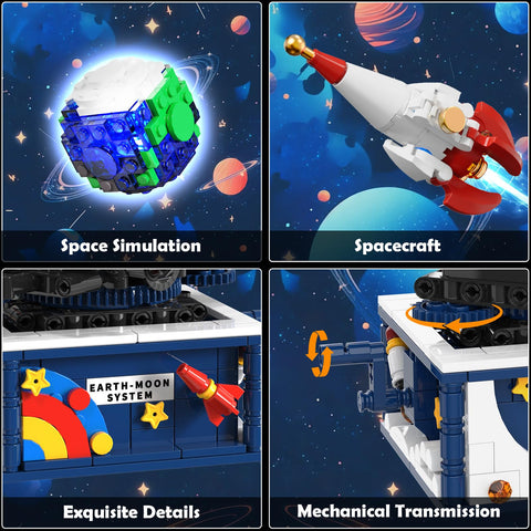 CUBIMANA Rotatable Planet Space Building Set with Light | 554PCS for Ages 8+