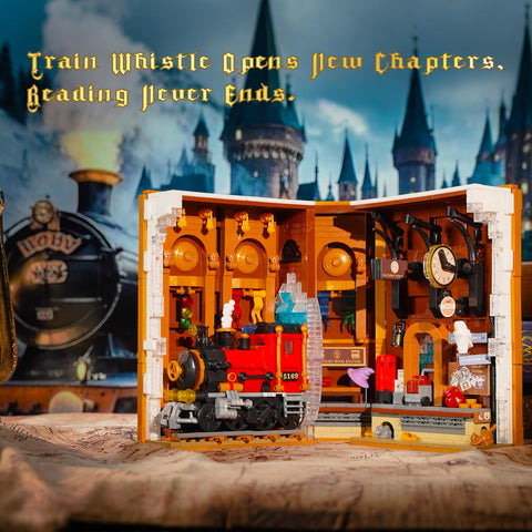 Magic Train Station Book Nook Building Set with Light, Gifts for Kids & Adults