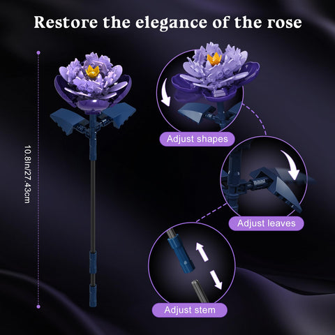 HiWEEGO Purple Flower Bouquet Building Set with LED Lights