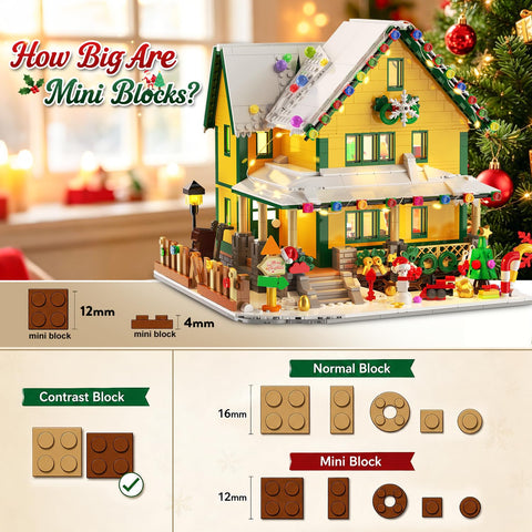 INSOON 2026 Lighted Christmas House Advent Calendar Building Set – 24-Day Countdown, 1,961 Mini Bricks, Ages 12+