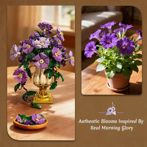 CUBIMANA 2in1 Morning Glory Bonsai Building Kit | Valentine Gift for Adults