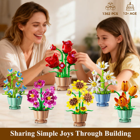 9 Pack Flowers Botanicals Collection 3.6MM Mini Building Set-1362PCS