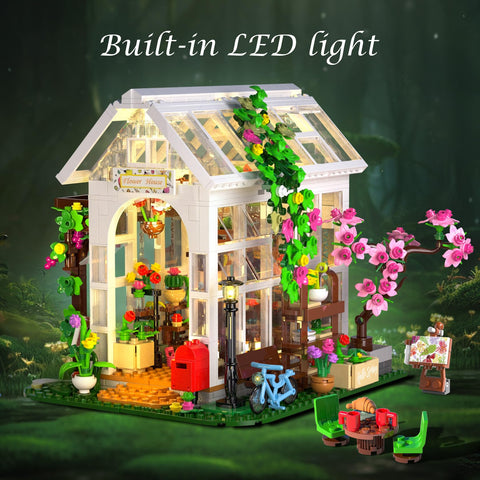 Flower Greenhouse Building Set with LED Light 1332PCS