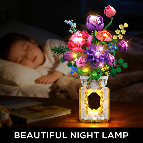 Botanical Flower Bouquet Building Set with LED Light