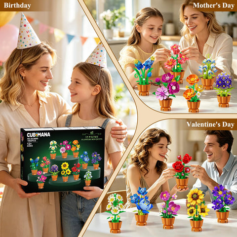 12 Pack Flowers Botanicals Collection Building Set for Adults