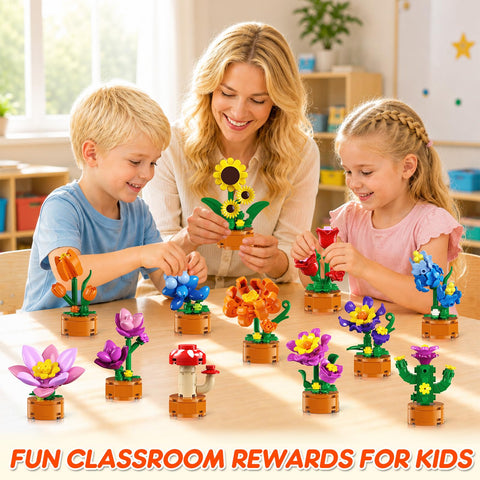 24 Pack Flowers Bouquets Party Favors for Kids Building Set - 962PCS