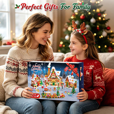 2026 Christmas Advent Calendar Building Set – 24-Day Lighted Village with 1,759 Mini Bricks