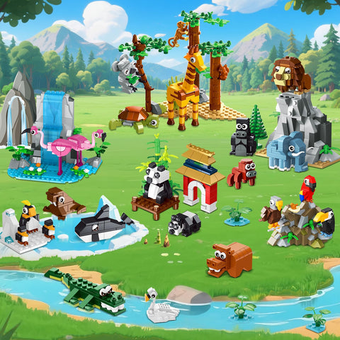Zoo Building Set with 25 Animals & Play Mat 1460PCS