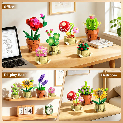 12 Pack Flowers Plants Mini Building Set - 1697PCS