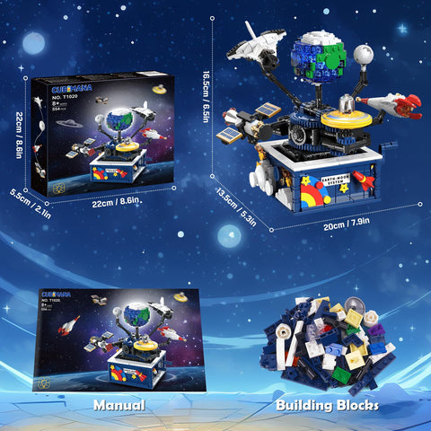 CUBIMANA Rotatable Planet Space Building Set with Light | 554PCS for Ages 8+
