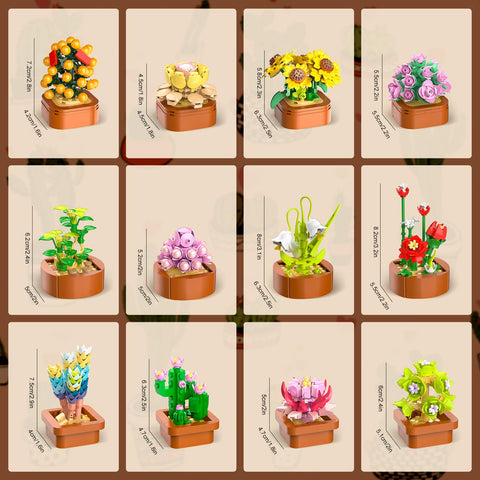 CUBIMANA 12 Pack Succulents Building Set | Easter Gift for Home Decor