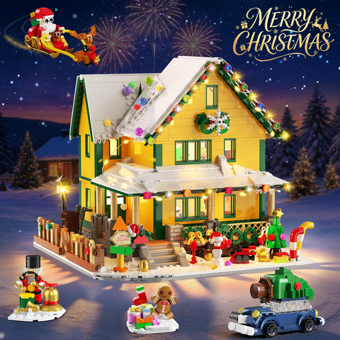 INSOON 2026 Lighted Christmas House Advent Calendar Building Set – 24-Day Countdown, 1,961 Mini Bricks, Ages 12+