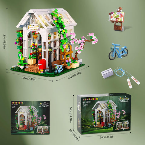 Flower Greenhouse Building Set with LED Light 1332PCS
