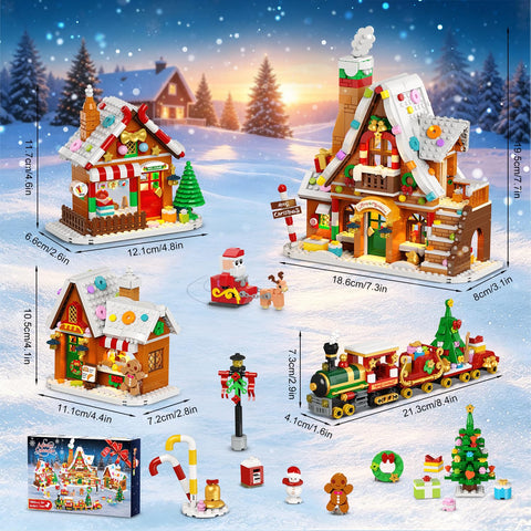 2026 Christmas Advent Calendar Building Set – 24-Day Lighted Village with 1,759 Mini Bricks
