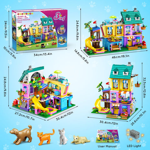 HOGOKIDS Friends Villa Building Set with LED Lights 1154PCS