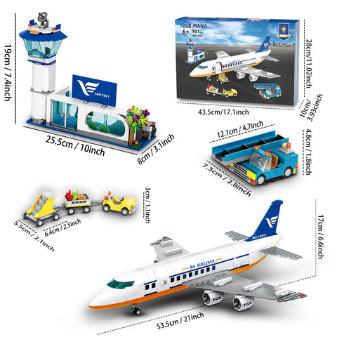 Large City Passenger Airplane Building Toys with LED Light