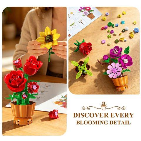 12 Pack Flowers Botanicals Collection Building Set for Adults