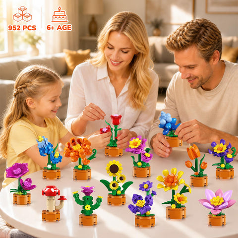 24 Pack Flowers Bouquets Party Favors for Kids Building Set - 962PCS