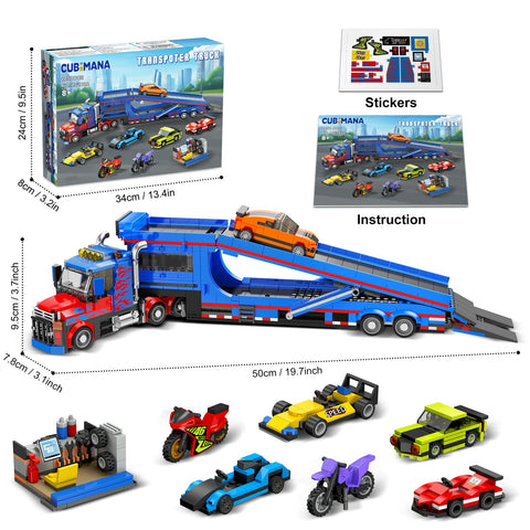 CUBIMANA Transporter Truck Building Set | STEM Toy for Kids 8-14