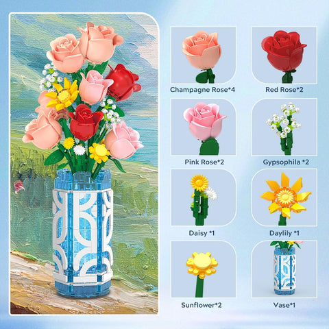 CUBIMANA Flowers Bouquet Building Set with LED | Mother’s Day Gift