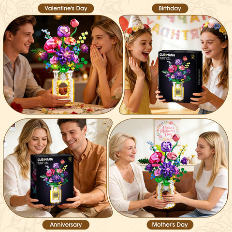 Botanical Flower Bouquet Building Set with LED Light