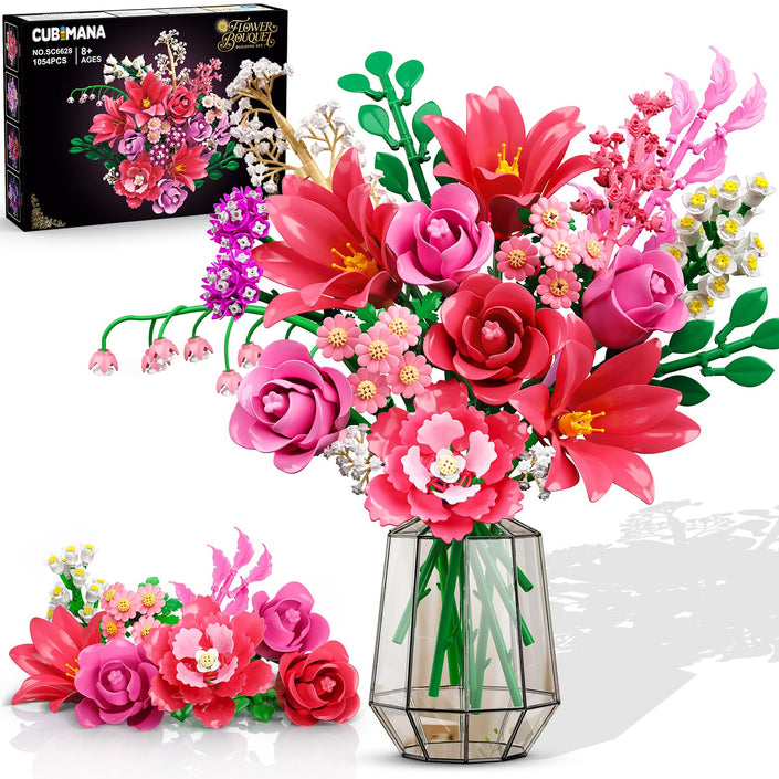 CUBIMANA Flowers Bouquet Building Set with LED Light