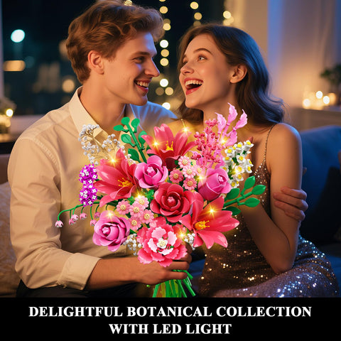 CUBIMANA Flowers Bouquet Building Set with LED Light