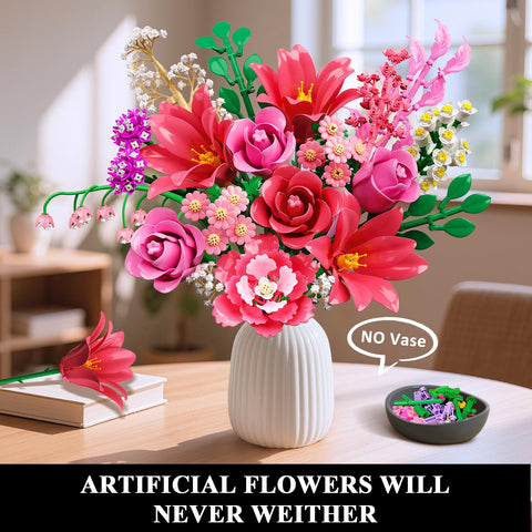 CUBIMANA Flowers Bouquet Building Set with LED Light