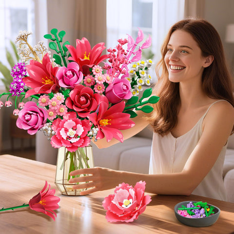 CUBIMANA Flowers Bouquet Building Set with LED Light