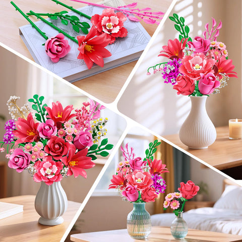 CUBIMANA Flowers Bouquet Building Set with LED Light